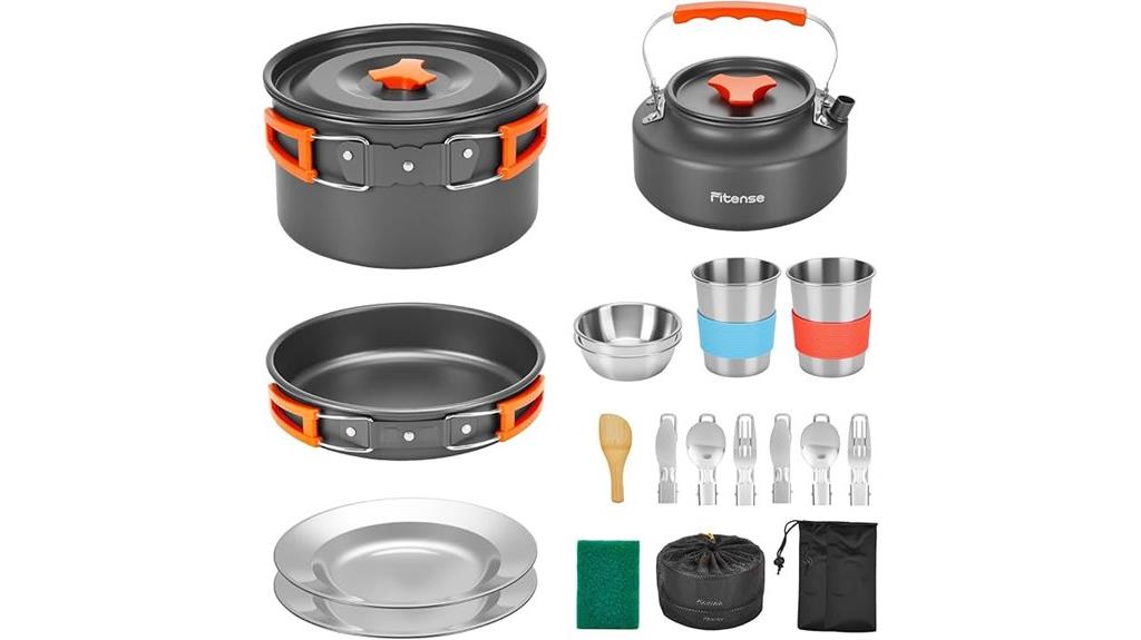 22 piece camping cookware set