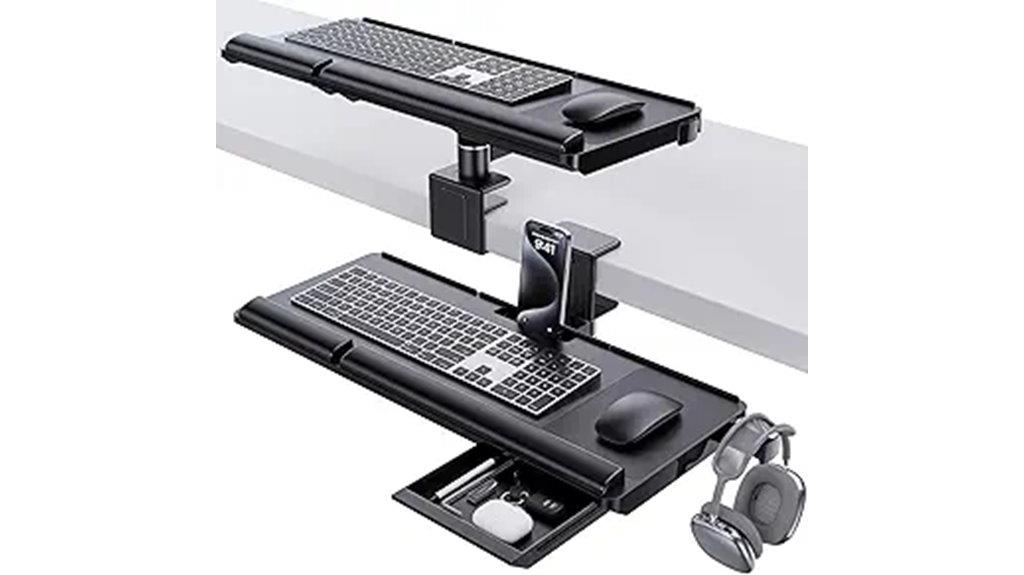 adjustable keyboard tray with storage