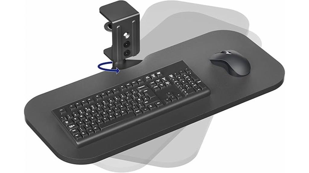 clamp on rotating keyboard tray