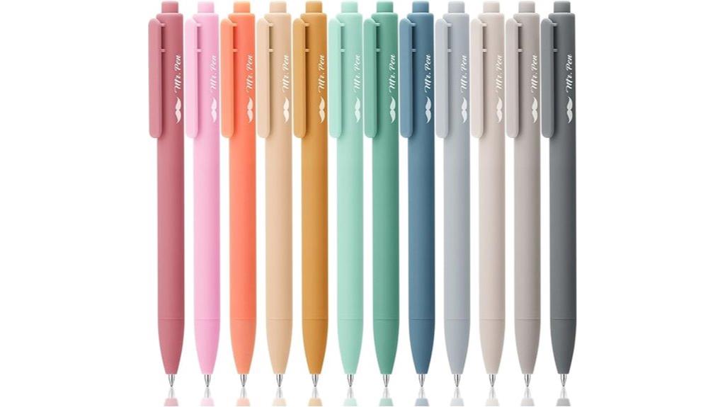 colorful retractable gel pens