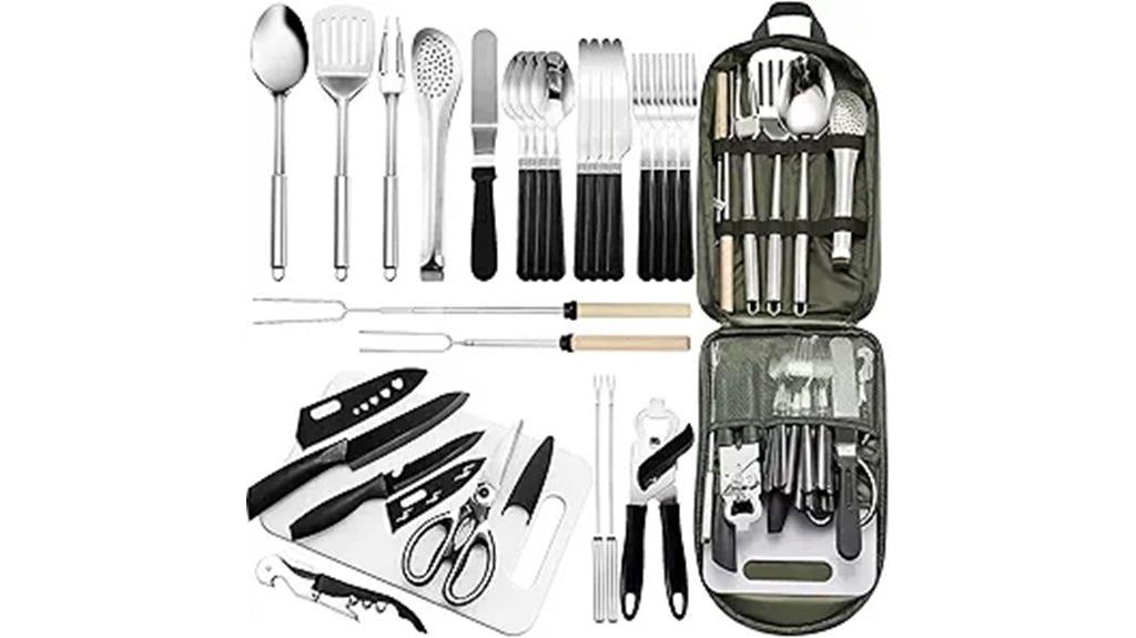 compact camping utensil set