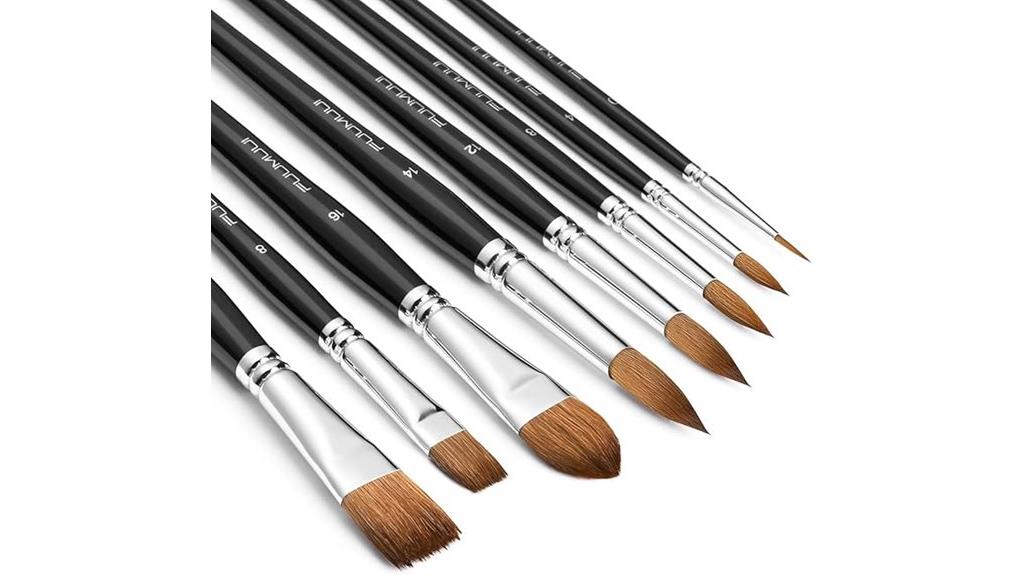 eight piece watercolor brushes