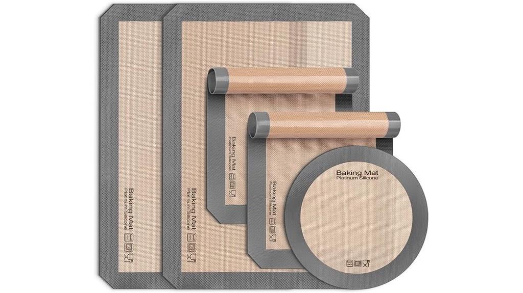 five grey silicone mats