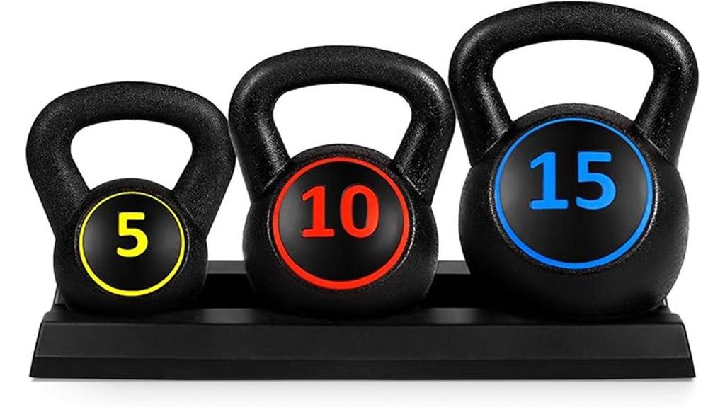 kettlebell set with storage