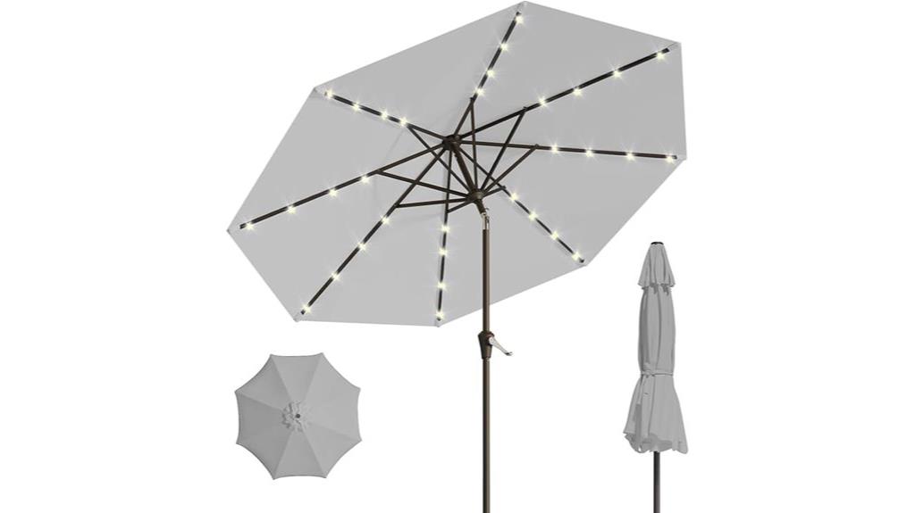 large solar umbrella with lights