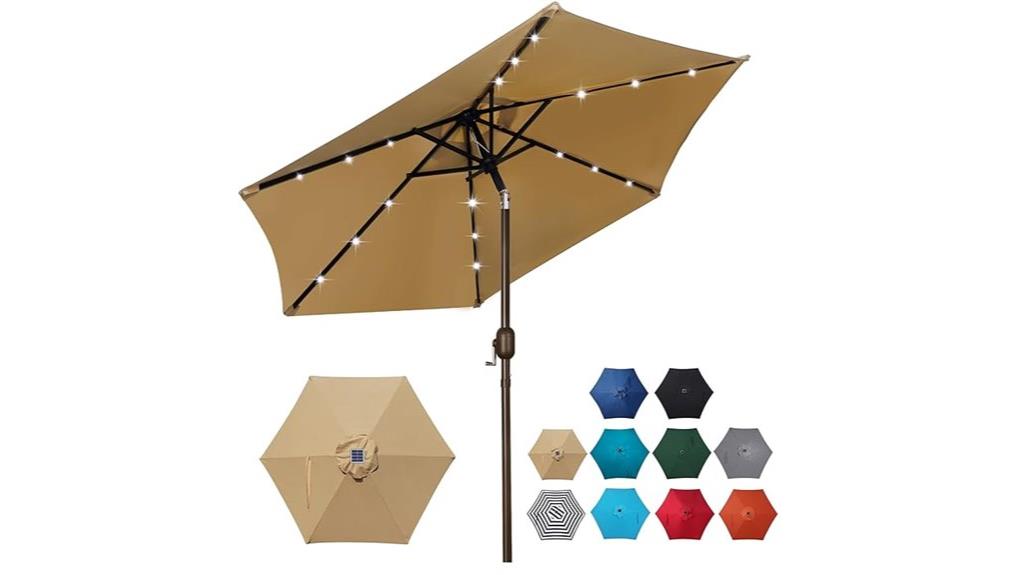 large solar umbrella with lights