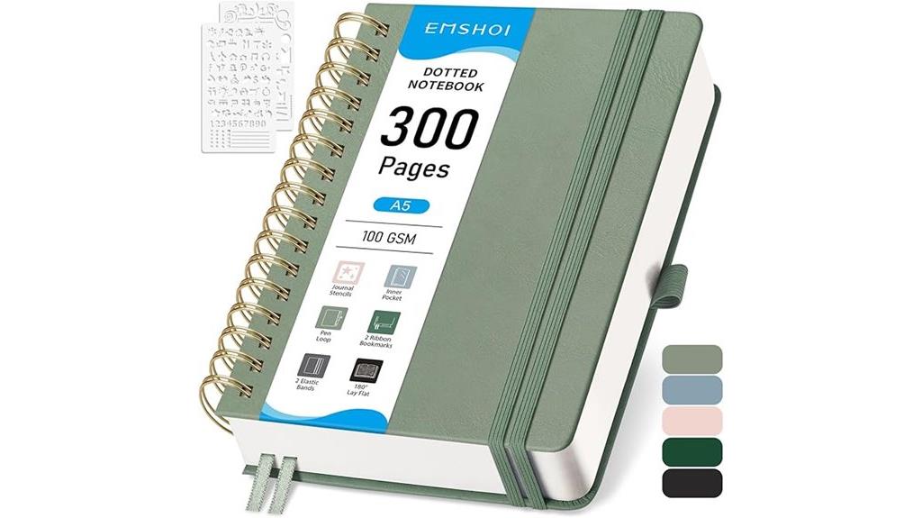 light green dotted spiral journal