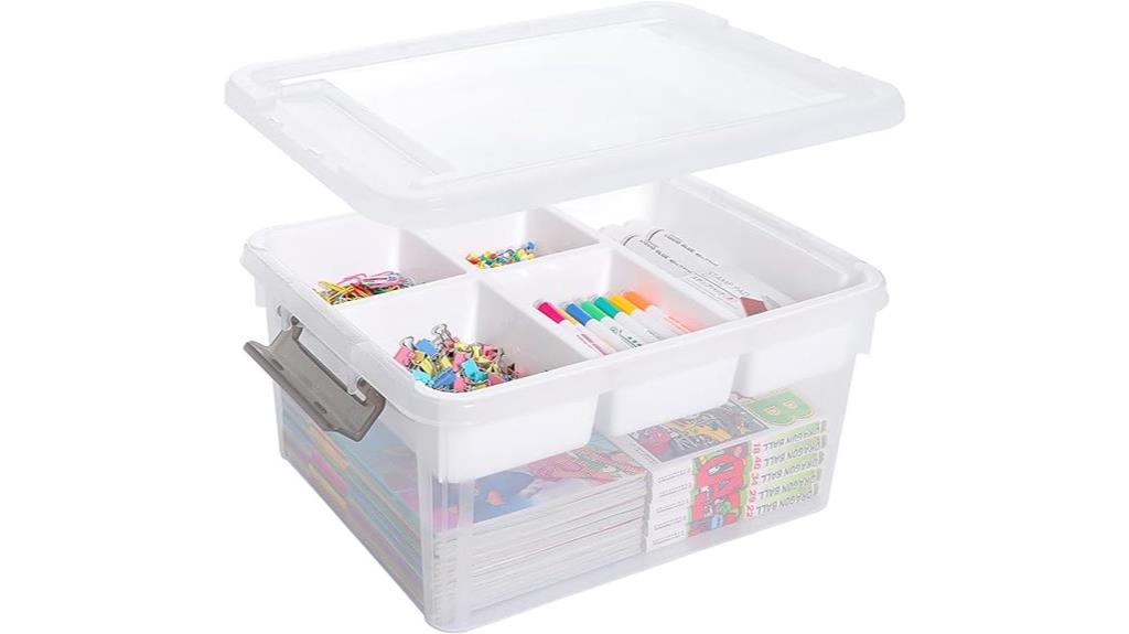plastic storage box with tray