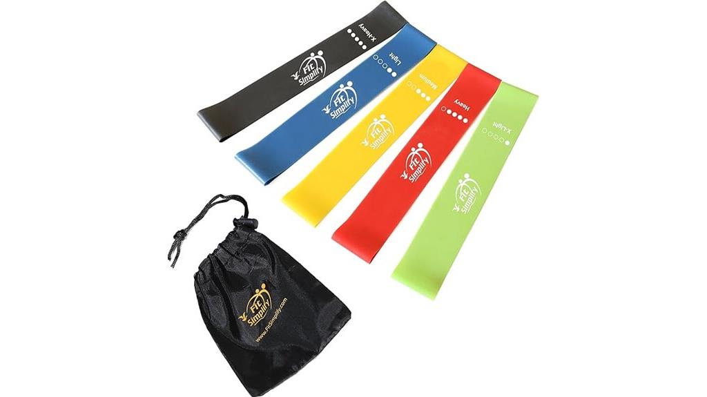 set of five exercise bands