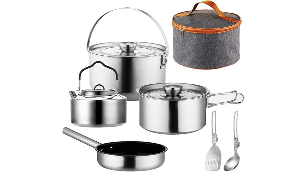 seven piece camping cookware