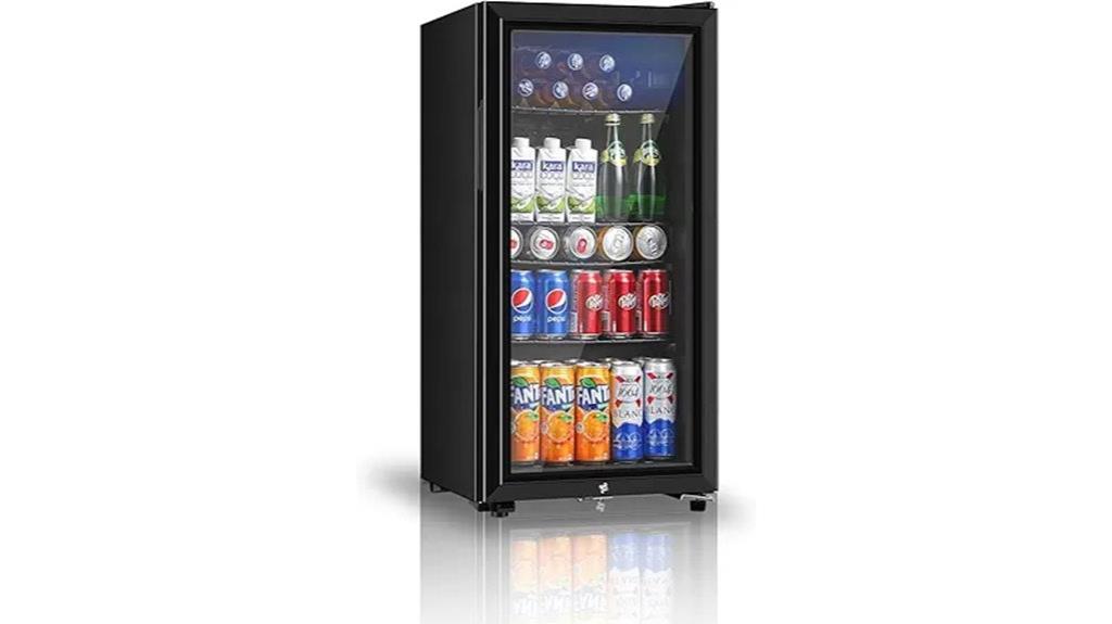 small beverage fridge with double door