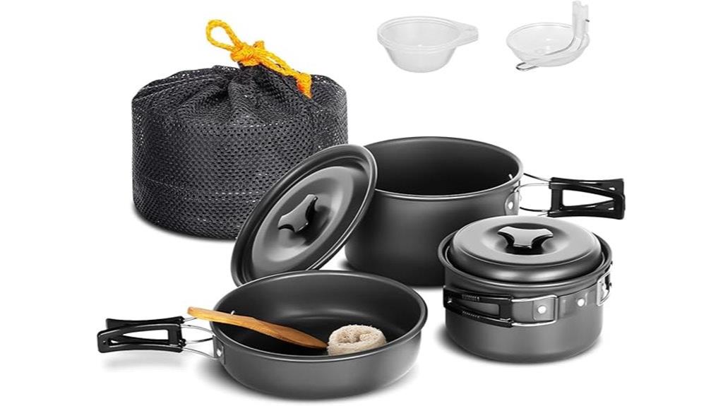 ten piece camping cookware set