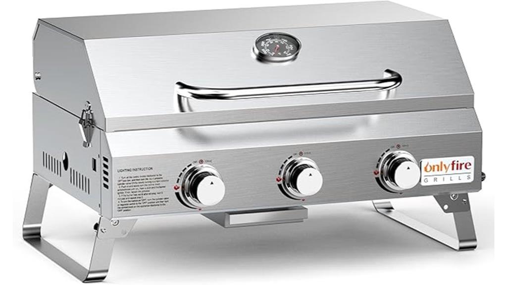 three burner foldable gas grill