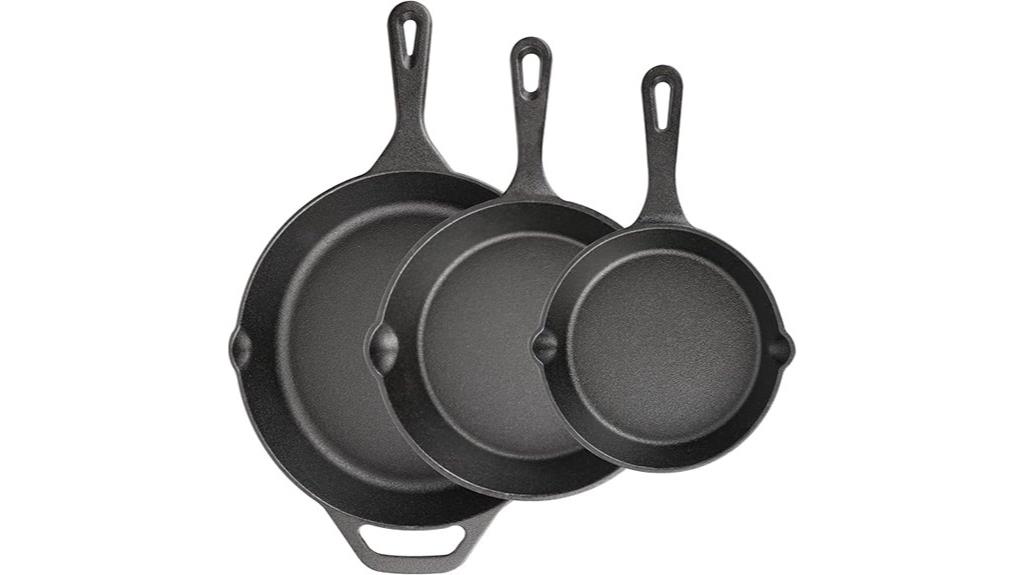 three piece cast iron skillet