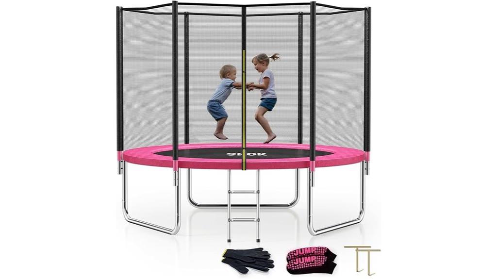 trampoline with enclosure and hoop