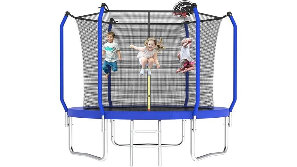 upgraded trampoline with hoop