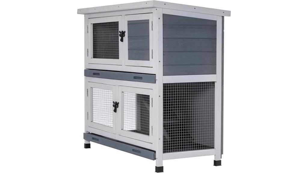 wooden two story rabbit hutch
