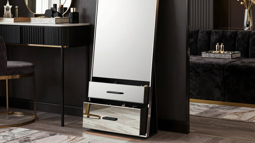 stylish space saving storage mirror