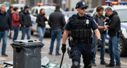 Four arrested and officer hurt in violent disorder